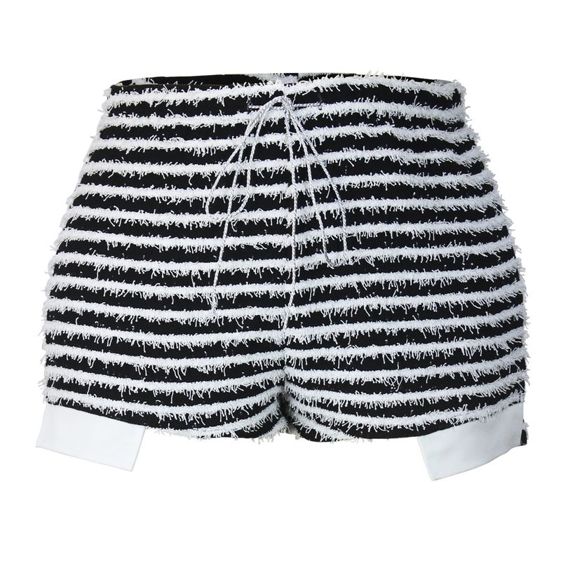 Damen-Shorts mit gestreiftem Kordelzug und hoher Taille, sexy, modisch, lässig, All-Match-Hosen in Übergröße_voghion.com