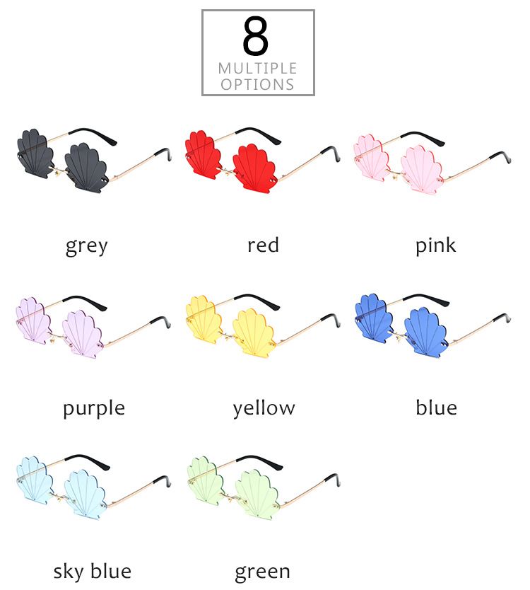 New flower frameless with personalized shell pattern for fashion shows and street photography, trendy sunglasses_voghion.com