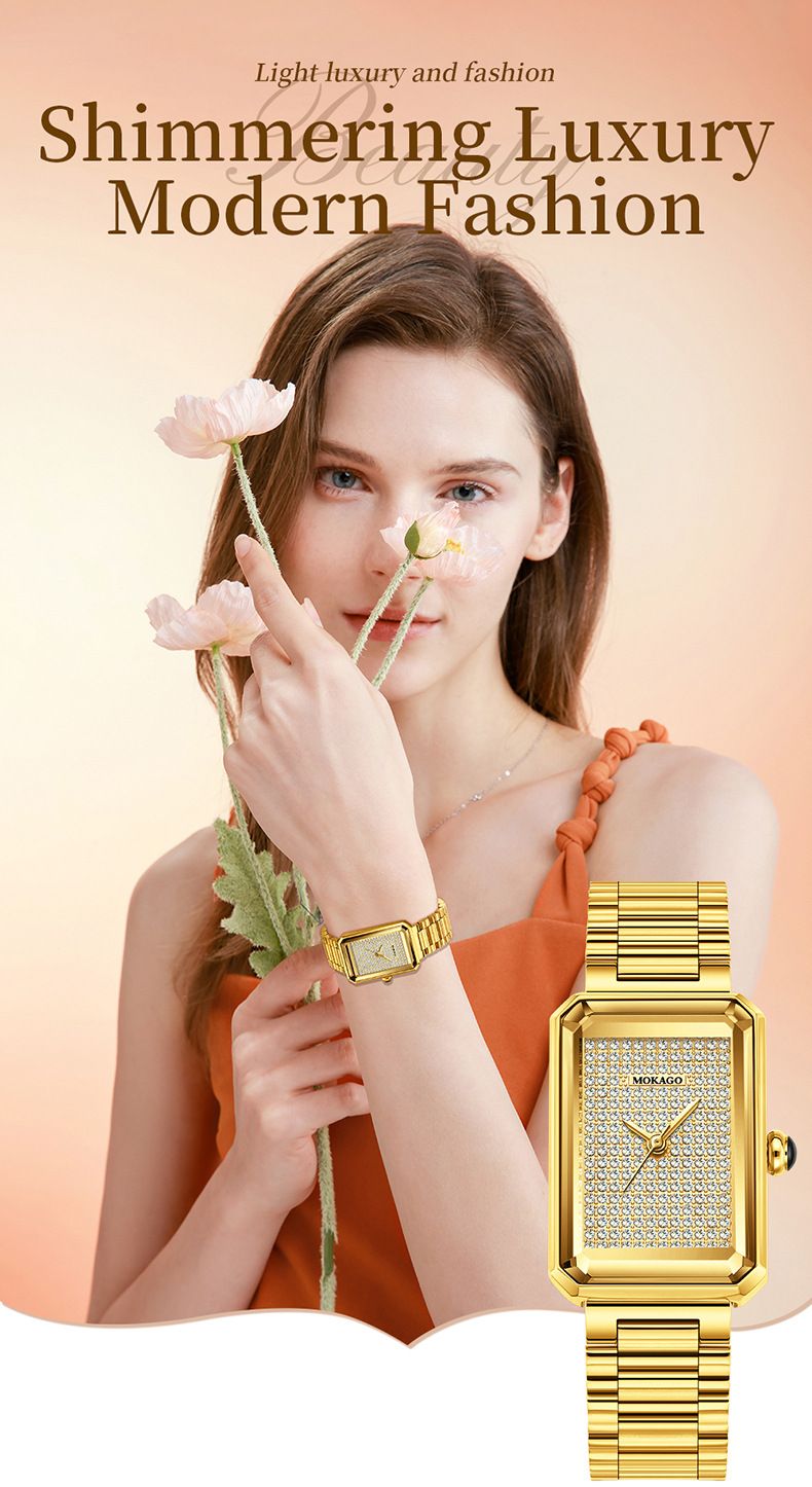 Women's Elegant Square Crystal Dial Stainless Steel Watch With Waterproof For Office And Business Workplace Business Quartz Watch_voghion.com