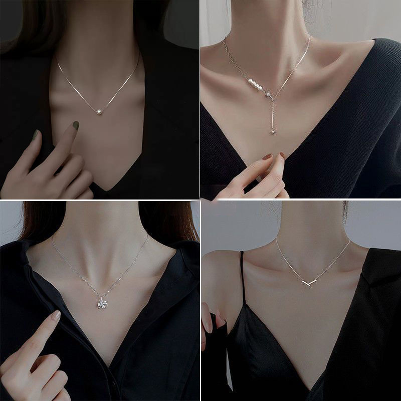 S Silver Luxury Necklace Versatile Trendy Collar Female Butterfly Simple Small, High end, and Elegant Sweater Chain_voghion.com