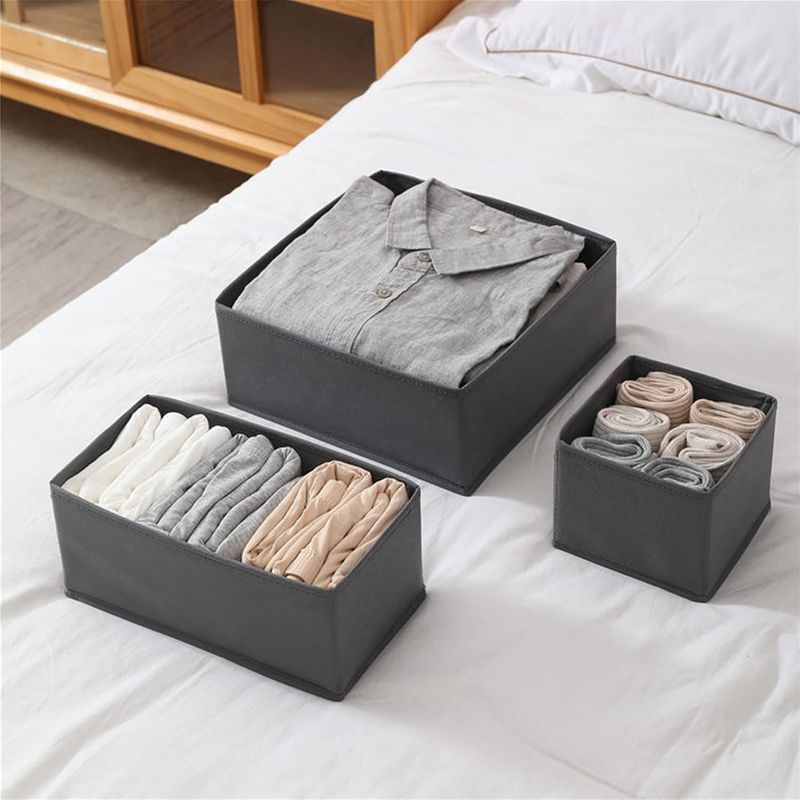 Set di 3 organizer per calzini Bructhun, grigio, per cassetti, divisori per biancheria intima, scatole portaoggetti per armadio e cassettiera, per mutandine_voghion.com