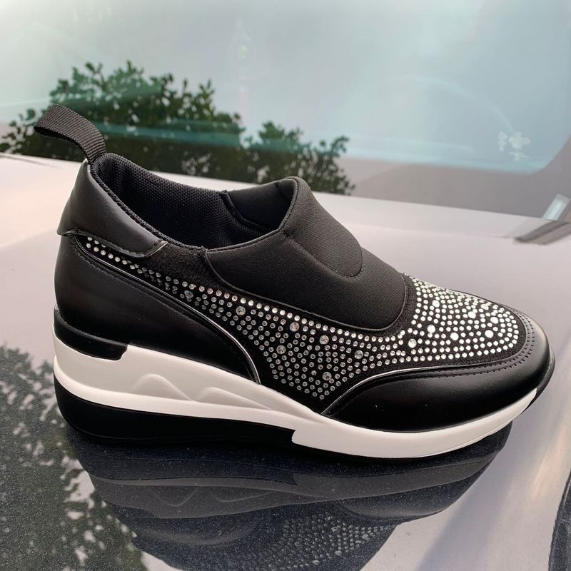 Pantofi damă cu talpă groasă, sclipici, culoare solidă, pantofi respirabili, pantofi cu platformă ușoară, pantofi damă_voghion.com