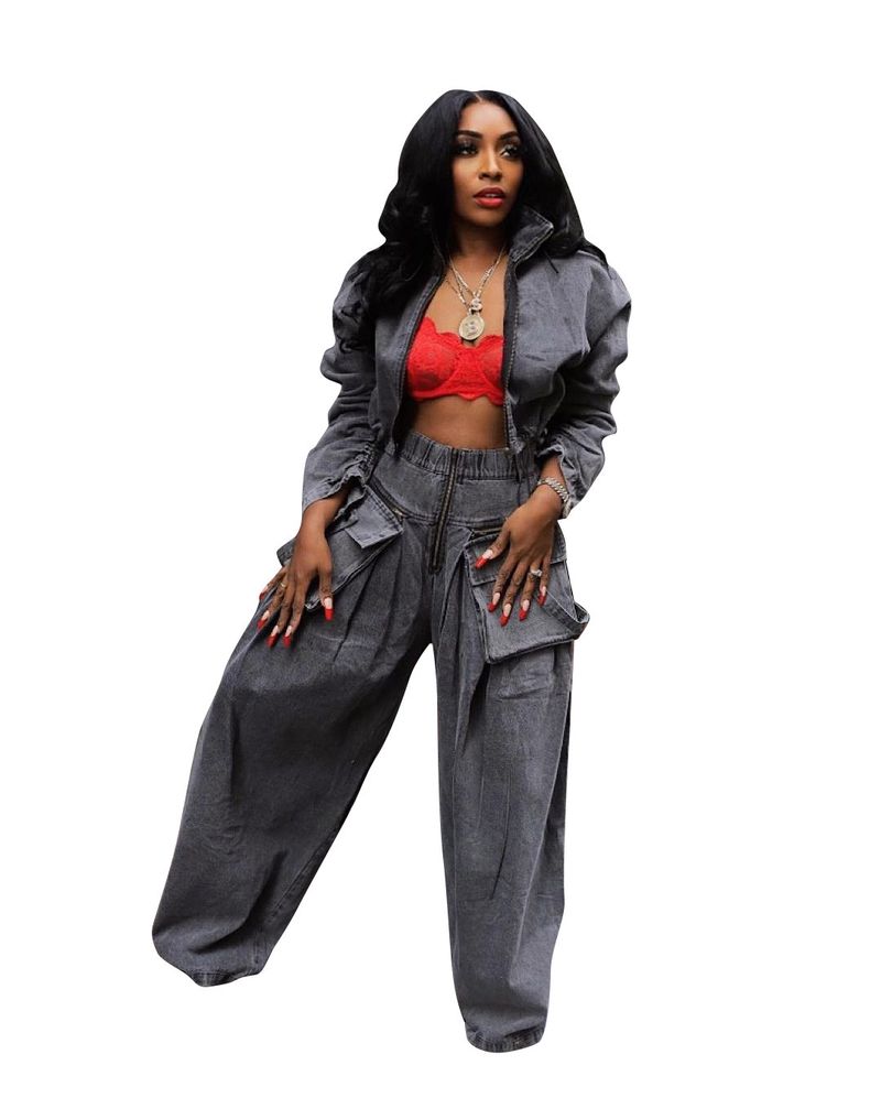 Dameskleding Dames Casual Losvallend Denim Pak_voghion.com