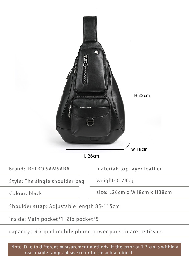 New Hot Ultra Soft Genuine Leather Chest Multifunctional Men's Shoulder Top Layer Cowhide Crossbody Bag, Trendy_voghion.com