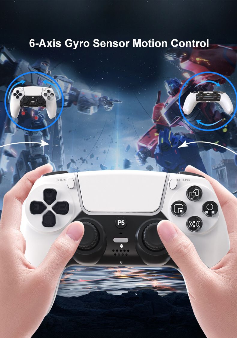 Manette de jeu sans fil Bluetooth PS5, détection de mouvement à six axes, vibration et lumière, pour console Steam P5_voghion.com