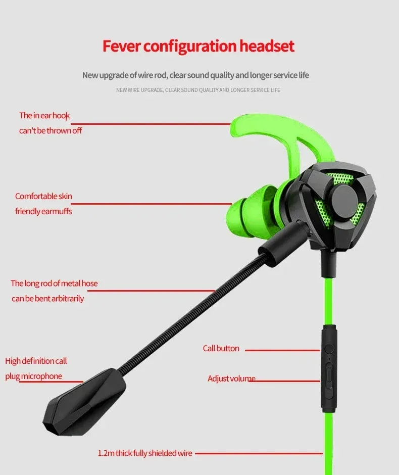 Auriculares Gr con cable, auriculares para juegos con micrófono para PUBG, PS4, CSGO, compatibles con teléfono, tableta y portátil._voghion.com