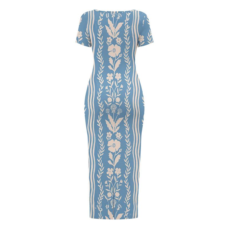 Abito estivo classico stampato con scollo rotondo da donna, nuovo 2025 LA0102_voghion.com