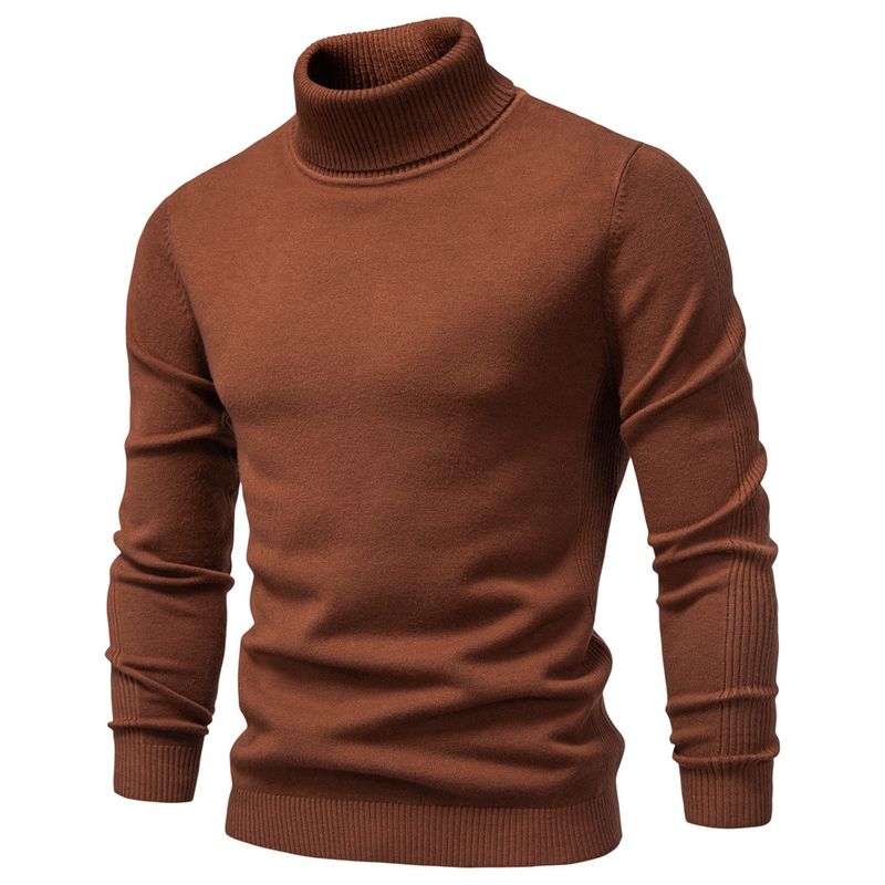 Herfst Winter Nieuwe Effen Kleur Pullover Hoge Hals Heren Casual Gebreide Trui_voghion.com