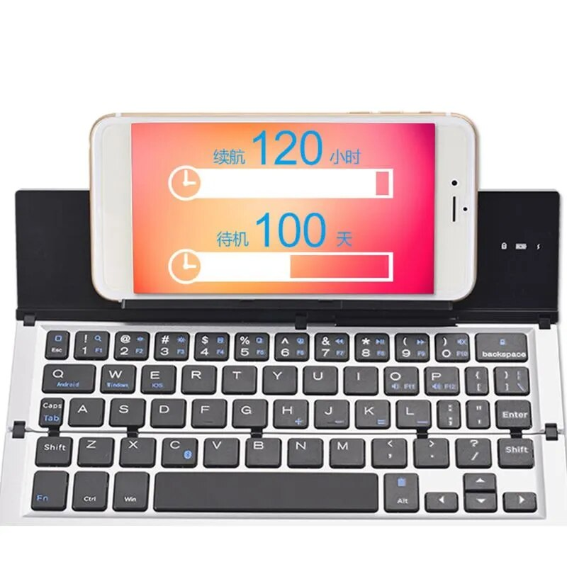 Tragbare Mini Drahtlose Bluetooth-kompatibel Klapp Tastatur Aluminium Legierung Faltbare Tastatur_voghion.com
