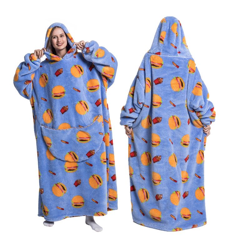 Hooded Cartoon Pajamas Warm Pullover Lazy TV Blanket Thick Oversize Sweatshirt_voghion.com