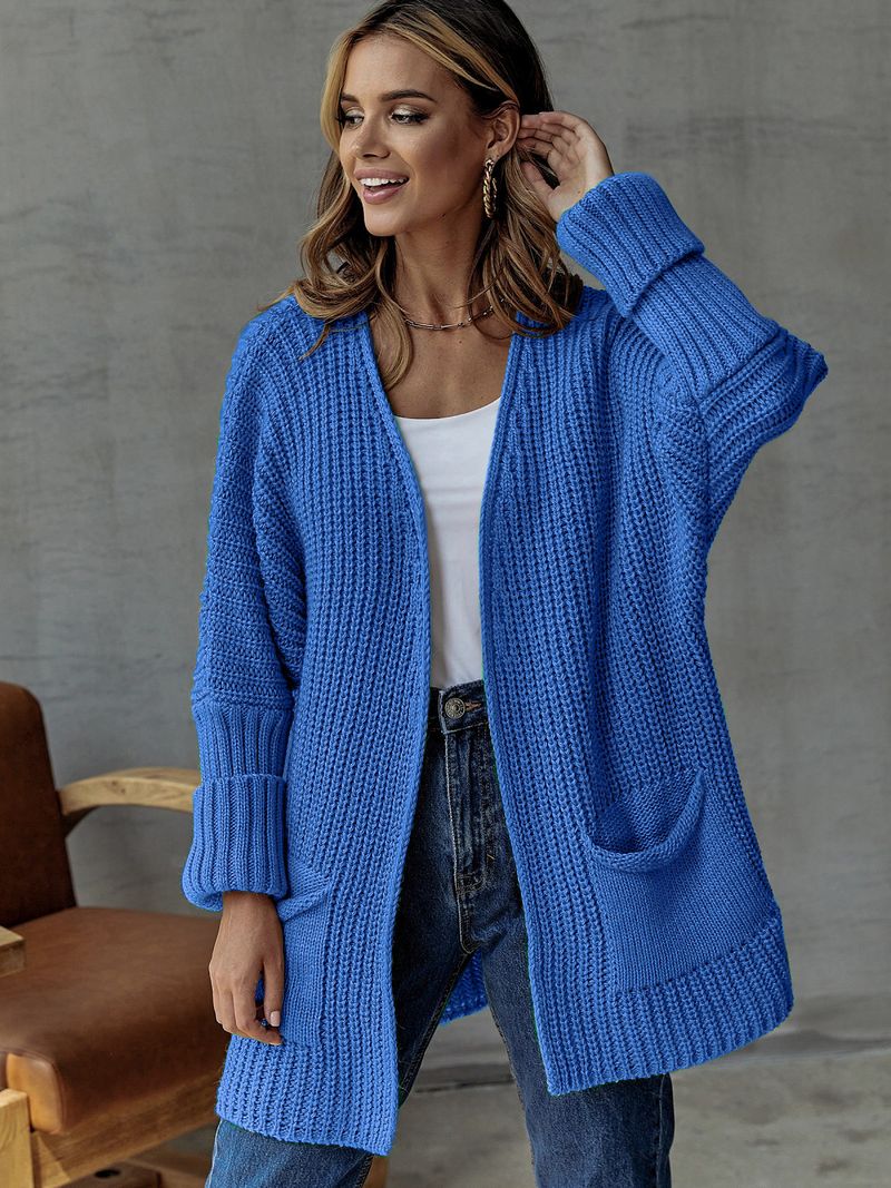 Women's Oversized Knit Cardigan – Longline Casual Open Front Sweater Coat For Work & Commute_voghion.com