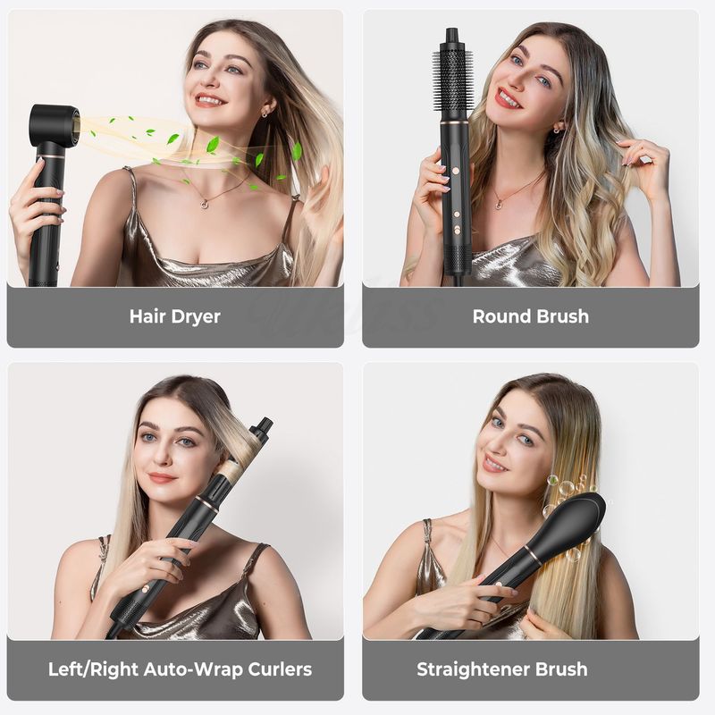 Nuovo pettine ad aria calda cinque in uno, asciugacapelli multifunzionale a ioni negativi per uso domestico, piastra per capelli, ferro arricciacapelli automatico_voghion.com