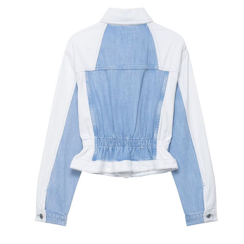 Vintage Patchwork Denim Jacket & Mid-Waist Straight Jeans Set – Retro Two-Piece Outfit_voghion.com