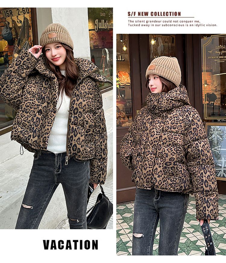 Women Parkas Coats Jackets Zipper Leopard Print Hooded Coat Stand Collar Y2k Streetwear Jacket Work Outerwear Autumn Winter_voghion.com