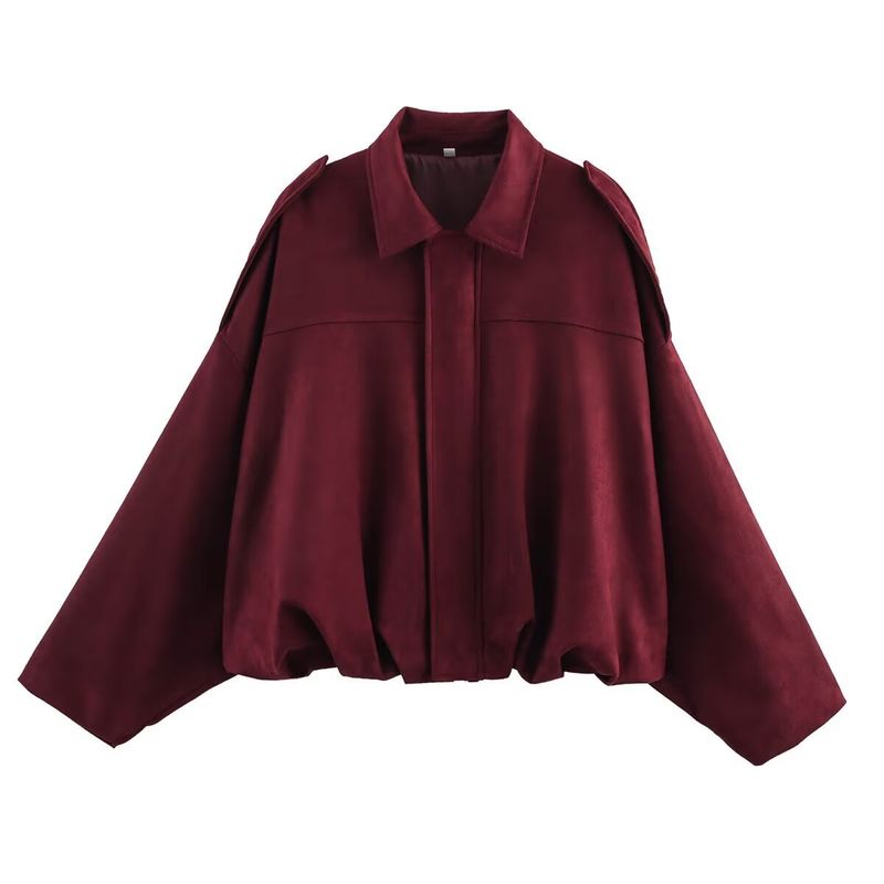 Herbstliche Damen-Bomberjacke mit Flanell-Revers – 9 trendige Farben (XS/S/M/L) | Stylischer Streetwear-Mantel mit lockerer Passform und Fledermausärmeln_voghion.com
