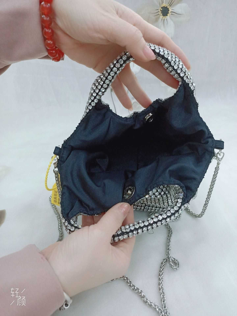 Damentasche, modische, hochwertige Diamantkette mit Strass, tragbarer Messenger für den Abend_voghion.com