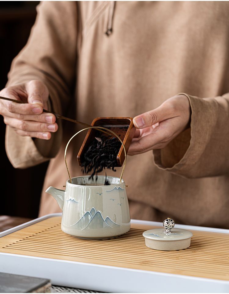 Hand-Painted Yuanshan Teapot Kung Fu Tea Household Complete Office Ceramic Set Gift Box_voghion.com