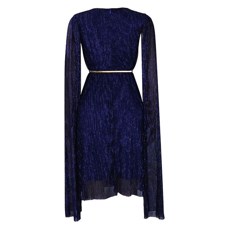Damenbekleidung Neue V-Ausschnitt Temperament Langarm Cape Taille Kleid Rock_voghion.com