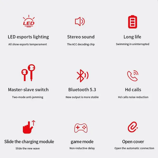 Original M90 Pro TWS Wireless Headphones Gaming Sport Bluetooth 5.3 Earphones HIFI Stereo Music Headsets In-Ear With Mic_voghion.com