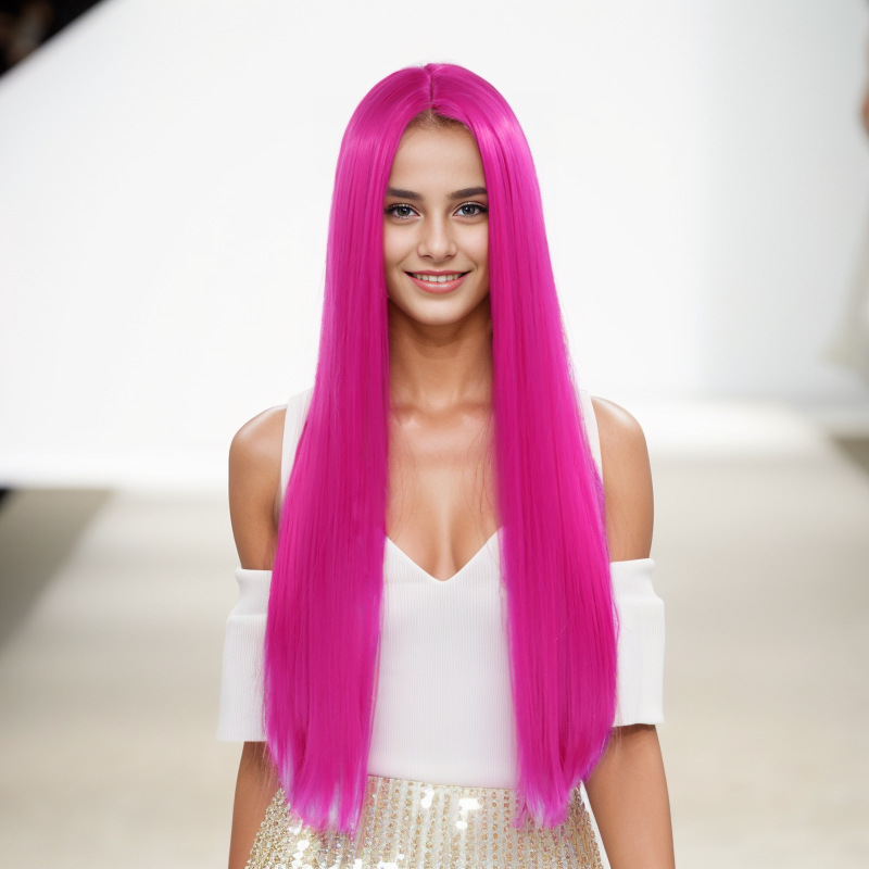 Parrucca sintetica Parrucca Wansheng 80 cm Media lunghezza Diritta Multi colore Universale Cosplay Capelli finti Set testa completa da donna_voghion.com