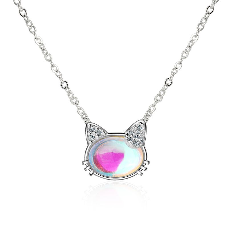 Collana di cristallo di gatto d'argento di moda per le donne Accessori di gioielli di qualità di moda GaaBou Jewellery_voghion.com