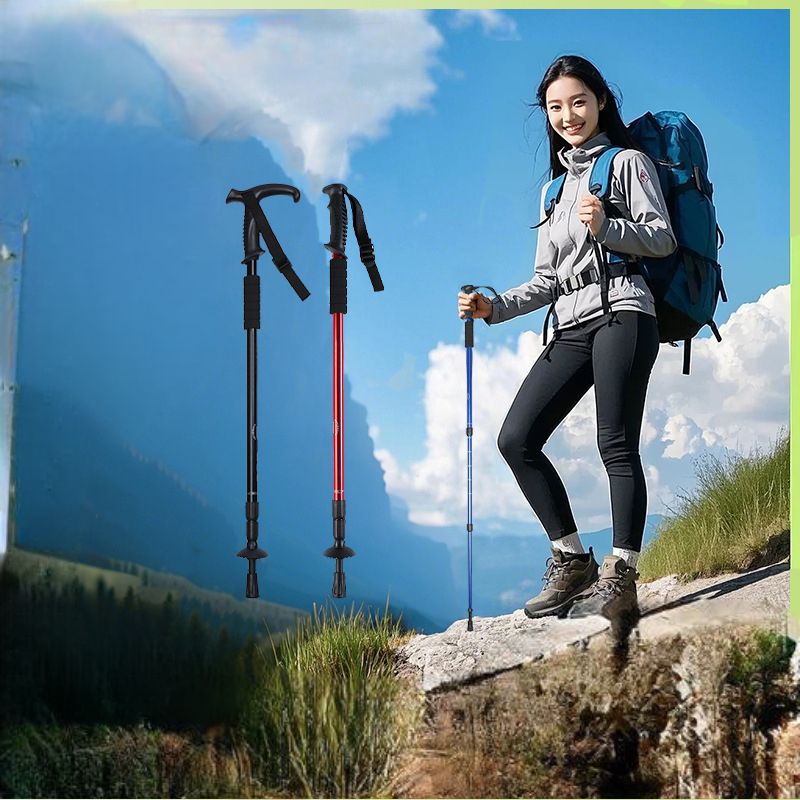 Bastones de trekking para exteriores, de fibra de carbono, ultraligeros, telescópicos, plegables, antideslizantes, multifuncionales._voghion.com