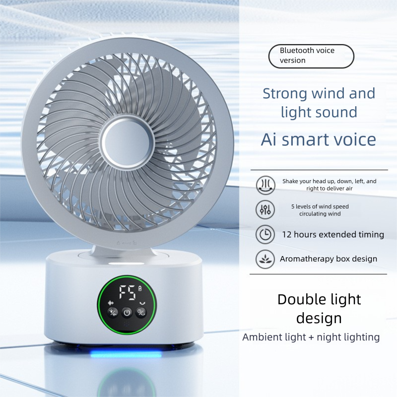 Geshikang Intelligent Voice USB Home Luchtcirculatie Timer Studentenhuis Buiten Desktop Oscillerende Ventilator_voghion.com