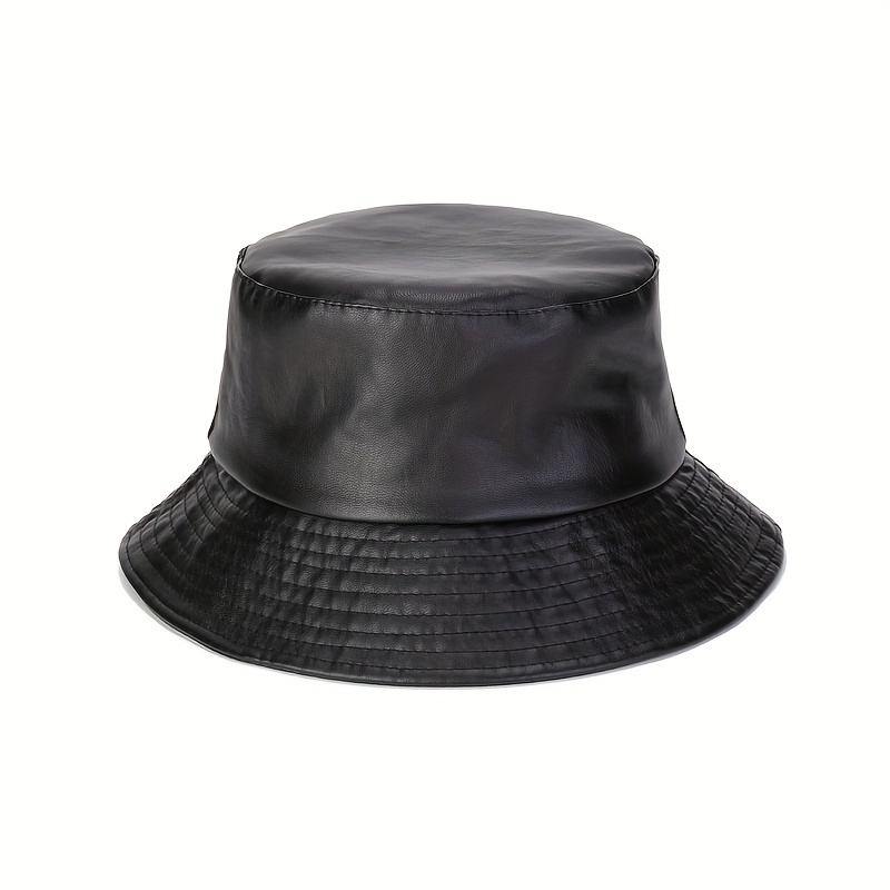 1 Stück Unisex PU-Leder Vielseitiger Sonnenschutz-Eimerhut, Sonnenhut für Outdoor-Urlaubsreisen_voghion.com