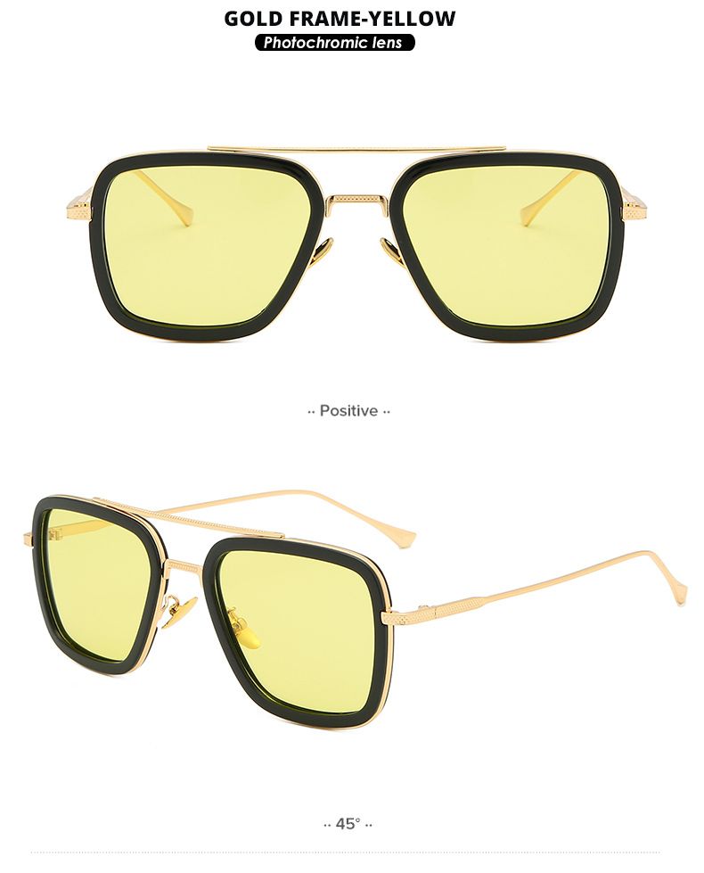 Moda LIOUMO Moda Tony Stark Occhiali da sole Uomo Donna Fotocromatici Polarizzati Occhiali da guida Steam Punk oculos de sol feminino_voghion.com