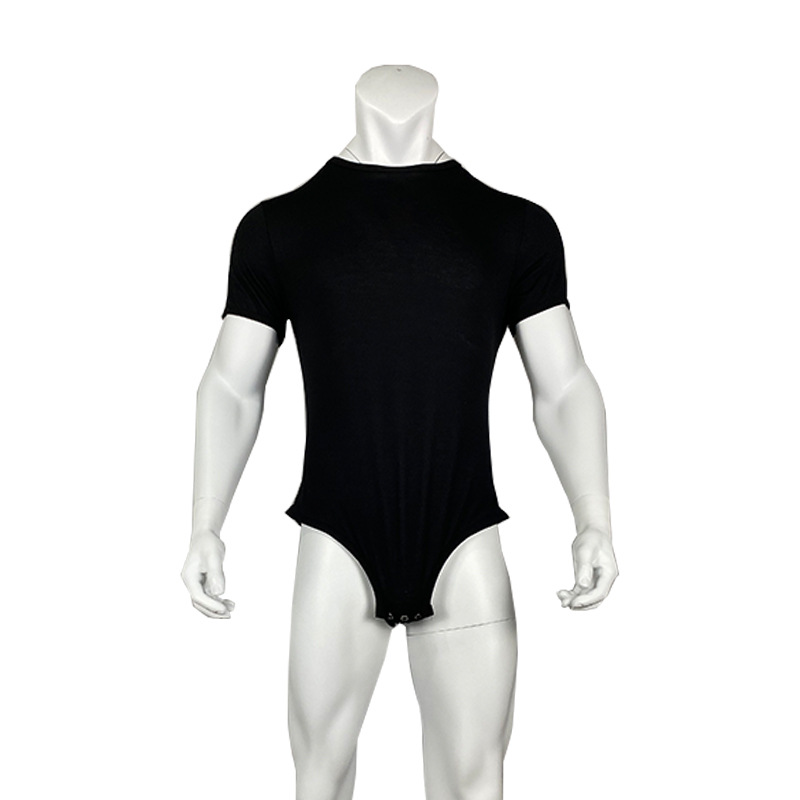 2023 foreign trade new short-sleeved round neck button jumpsuit men's breathable jumpsuit home pajamas wish_voghion.com