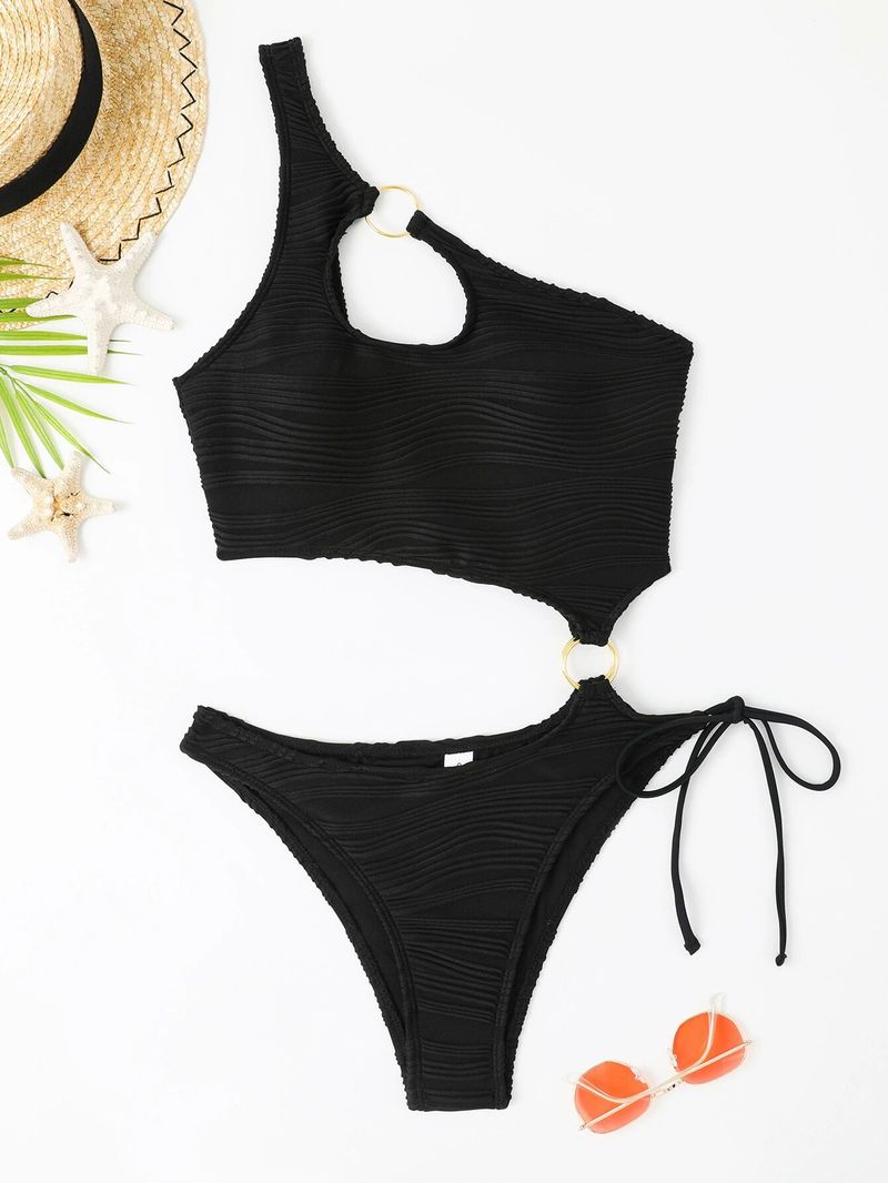 Venta al por mayor del fabricante del traje de baño de una sola pieza del bikini del color sólido atractivo de las mujeres_voghion.com