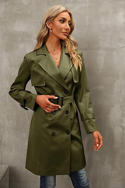Women's Double Breasted Fashion Casual Trench Coat_voghion.com