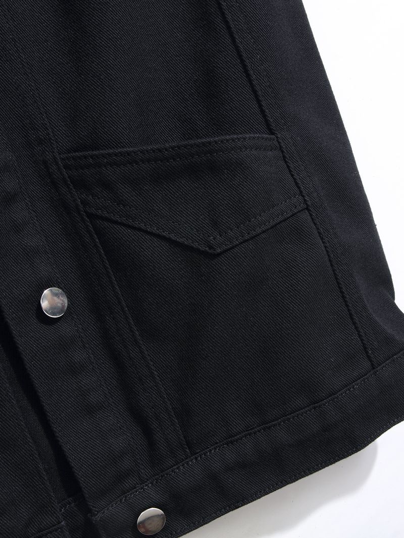 Men's Clothing Retro Black Denim Vest Men Spring And Autumn New Loose Slimming Outer Wear All Match Tops Jacket_voghion.com