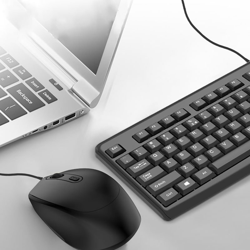 1 Vertragingsvrij ontwerp 104 toetsen Gladde textuur Verbeter de efficiëntie ABS Kantoor School USB Bedraad toetsenbord Muisset Computer_voghion.com
