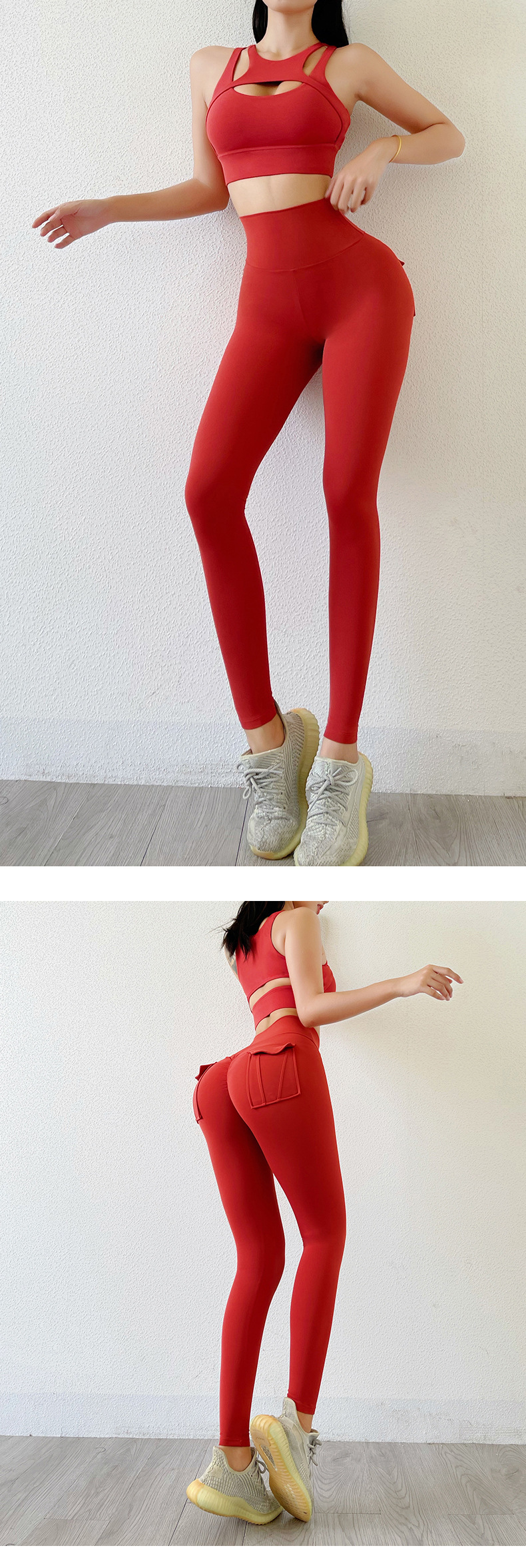 Women's Nude High-waist Butt-lifting Yoga Pants For Women With Pockets Sports Tights Chrysanthemum Fitness Pants_voghion.com