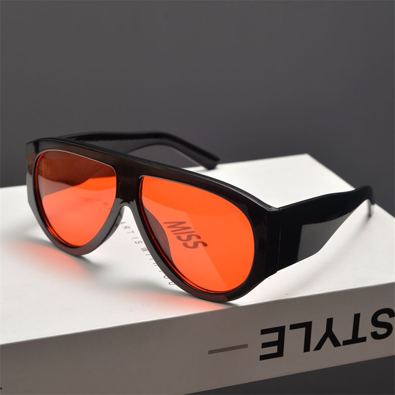 LazyZoom European And American Retro Large Frame Pilot-Style Frog Gla Women Trendy High-Grade Round Face Slimming Punk_voghion.com