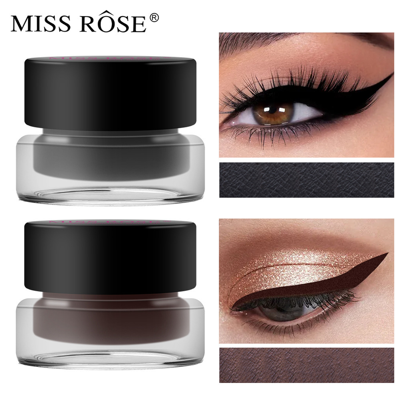 MISS ROSE Eyeliner in crema bicolore a due flaconi, resistente al sudore e impermeabile, di lunga durata, non facile da sbavare, per principianti. Eyeliner_voghion.com