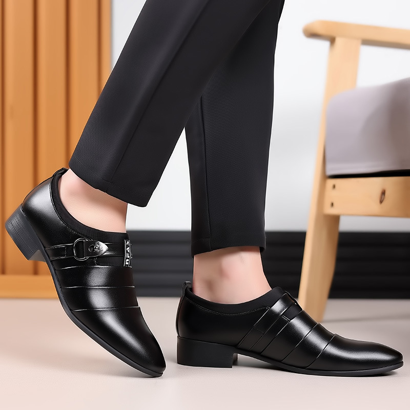 Formal Shoes For Man Dress Leather Shoes Oxfords Shoes Comfortable Pointed-Toe Business Casual Shoes Slip-On_voghion.com
