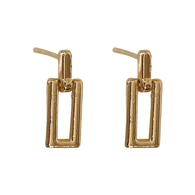 Silver Needle Small Geometric Metal Style Simple Ins Niche Minimalist Stud Drop Elegant Earrings For Women_voghion.com