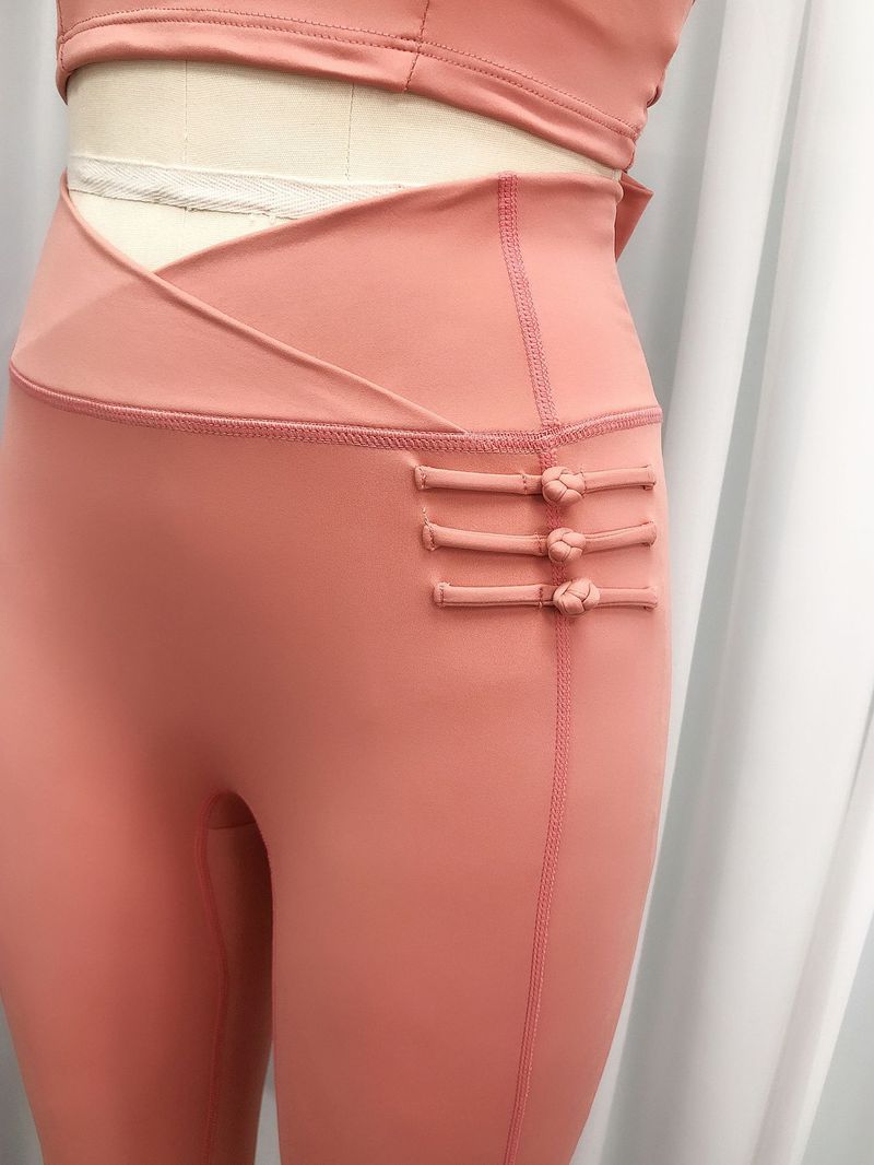 Backless Halter Neck Bowknot Sports Yoga Vest Brushed High Elastic Hip-Showing Fitness Training Pants Set_voghion.com