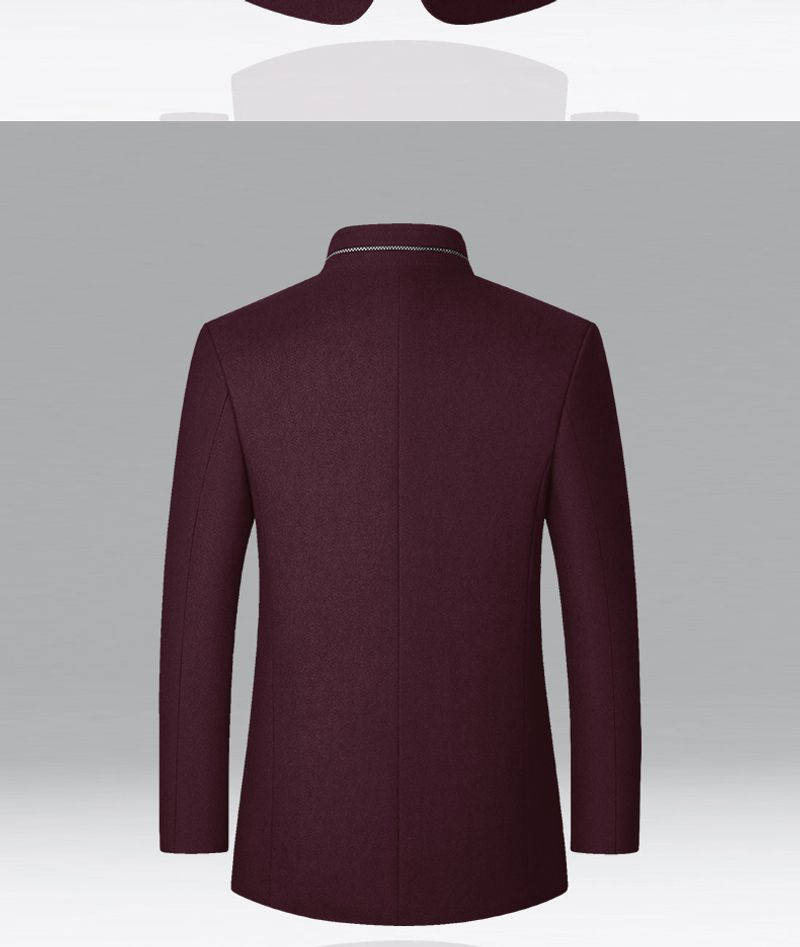 Manteau en laine à col montant pour homme, veste décontractée d'âge moyen, nouvelle collection automne et hiver_voghion.com