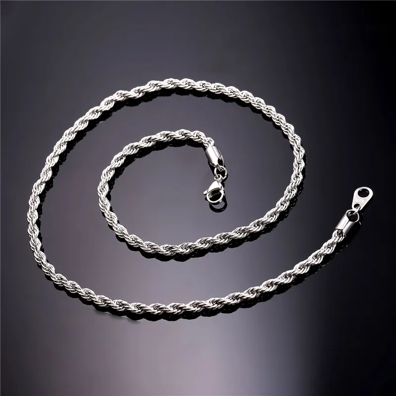 Guldkæder Mode rustfrit stål Hip Hop smykker Rope Chain Herre halskæde_voghion.com