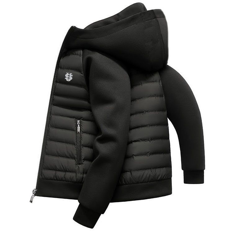 Men's Clothing American High Street Trend Thin Cotton Coat Men's Loose Casual Hooded Solid Color Stitching US Embroidery_voghion.com