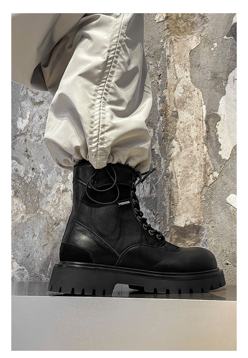 Thick-soled Heightening Martin Boots Tooling Boots Outdoor Hiking Boots Retro Short Boots_voghion.com