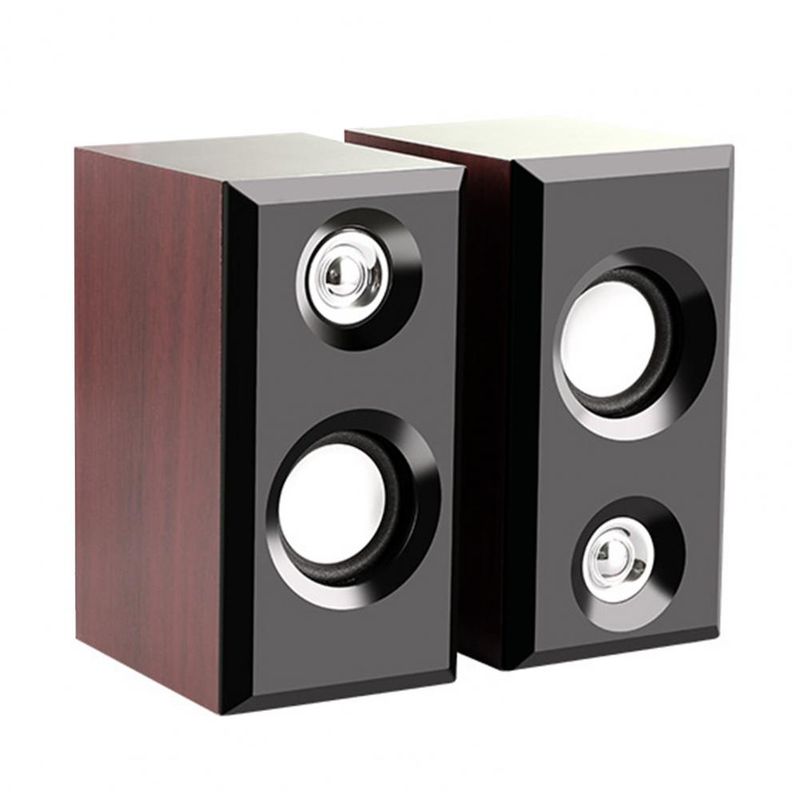 1 Pair Classic Sturdy Audio System Wood Desktop Speakers For TV_voghion.com