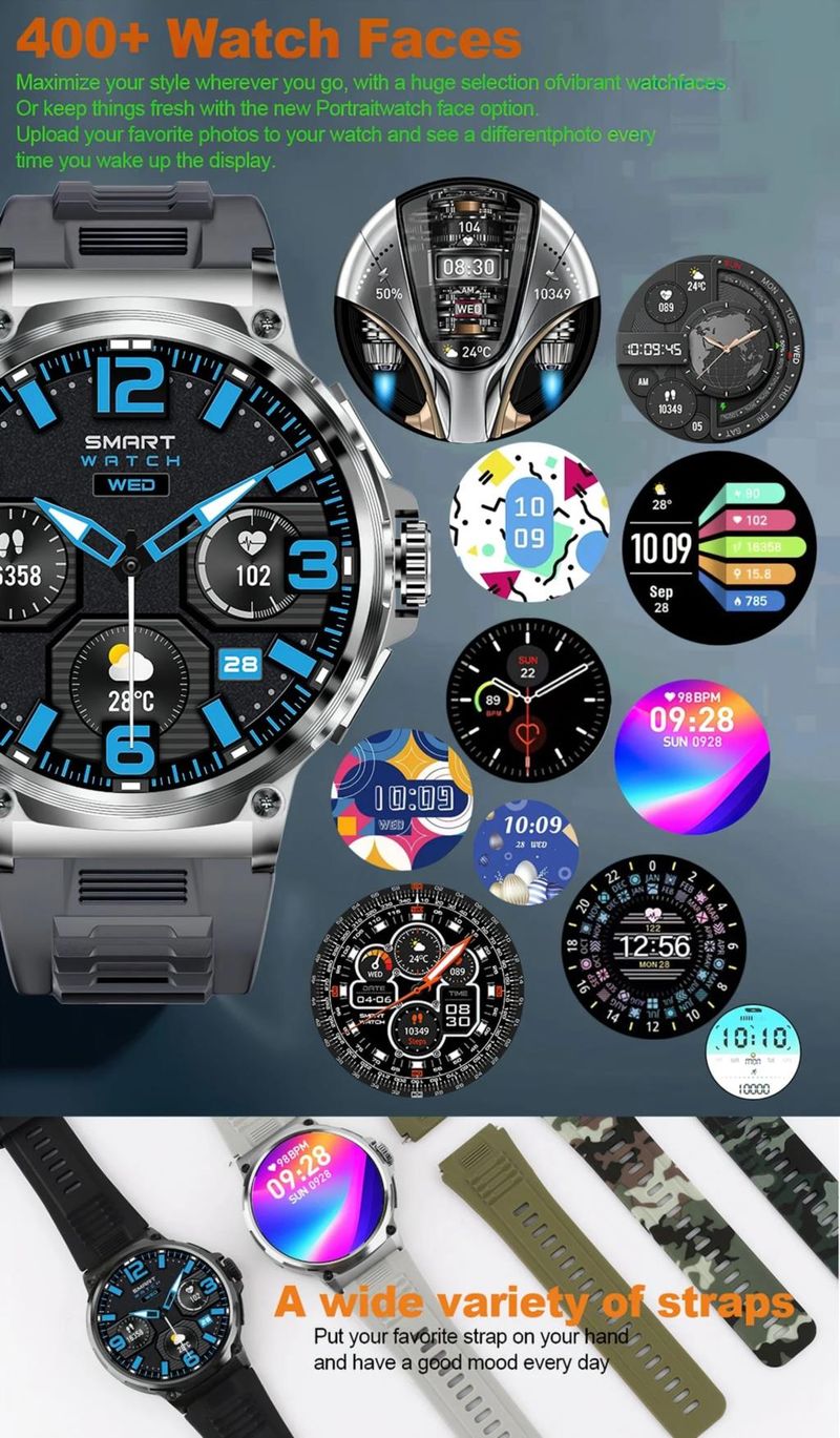 2025 Neue Bluetooth-Anruf-Smart Wat 1,85 Zoll großer Bildschirm Männer Sport Fiess Tracker Herzfrequenz Gesundheitsmonitor 710mAh_voghion.com