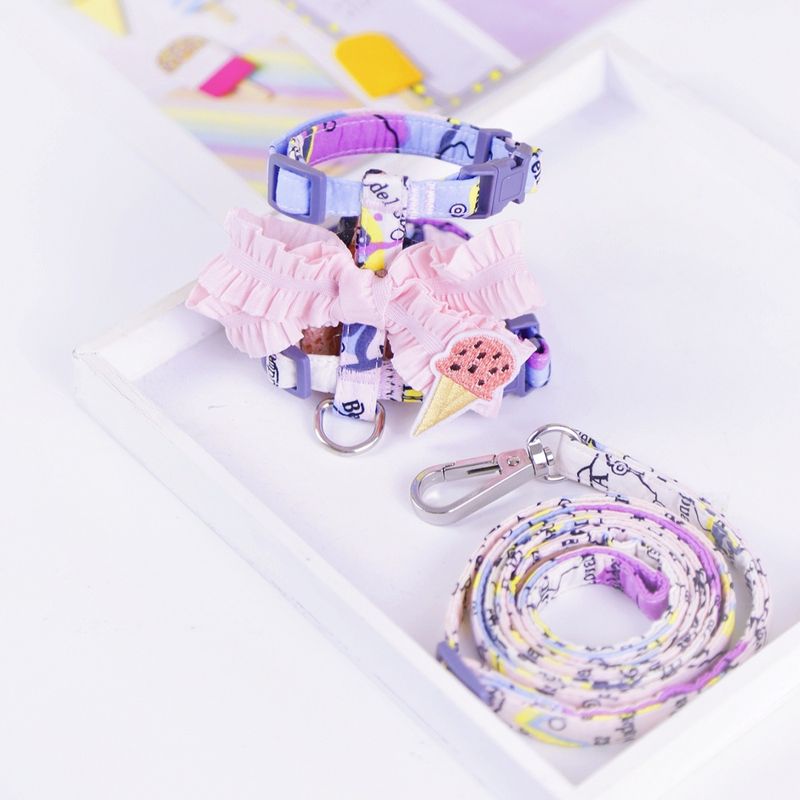 Ice Cream Special Leash Harness Set Walking Artifact Retractable Portable Anti-Tangle Pet Cat_voghion.com