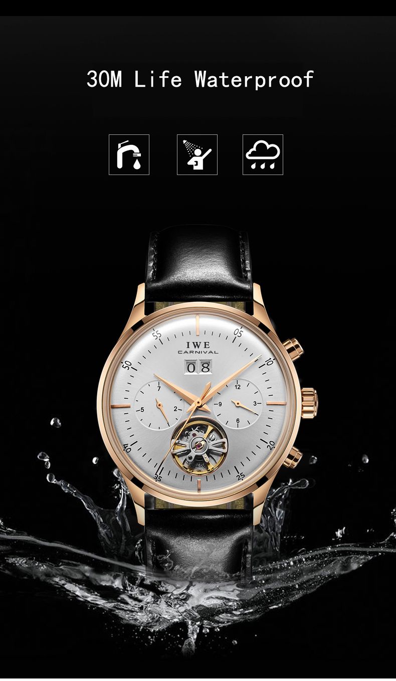 Relogio Masculino 2025 New Double Calendar Automatic Watch Auto Date Leather Waterproof Tourbillon Mechanical Watches For Men_voghion.com