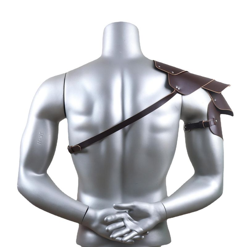 LuvBox Armatura per spalle in pelle PU multistrato con rivetti in stile gladiatore, stile retrò steampunk europeo e americano_voghion.com