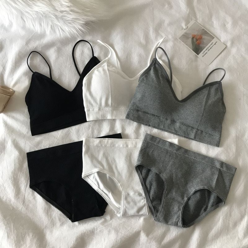 Intimo sportivo da donna in stile coreano push up senza anello in acciaio reggiseno sexy top a tubino alto elastico set di mutandine_voghion.com